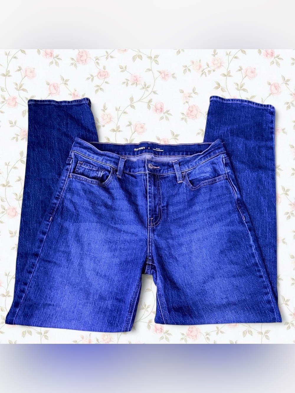 Old Navy Women's Straight Leg Jeans - Royal Blue Wash